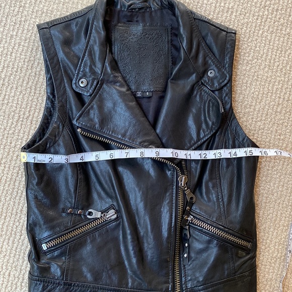 For Joseph Asymmetrical Black Leather Moto Biker Vest - Picture 4 of 16